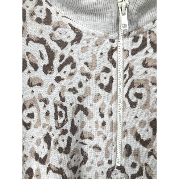 Aerie Good Vibes Oversized Leopard Print Quarter Zip Sweatshirt Size S - Picture 6 of 8